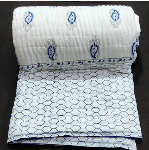 Hand block 100% cotton bed quilt 6