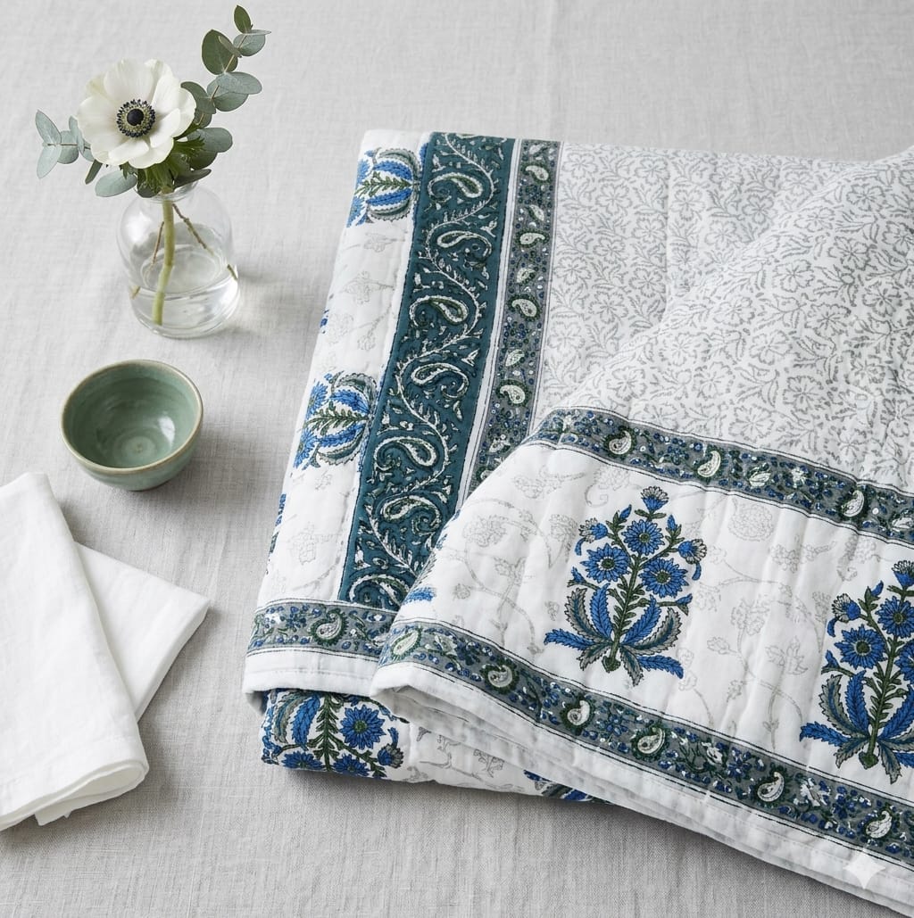 Hand block 100% cotton bed cover 5
