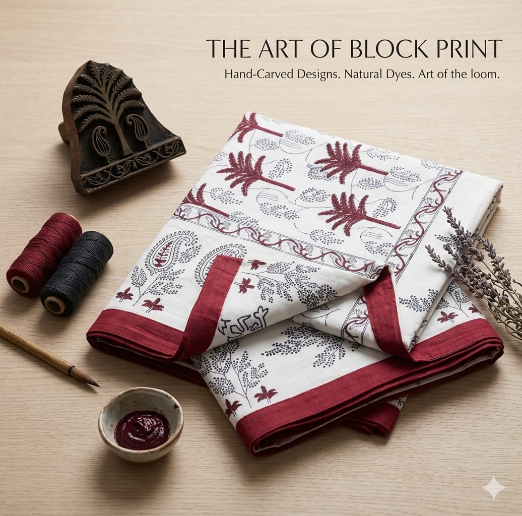 Hand block 100% cotton bed cover 6