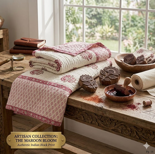 Hand block 100% cotton bed quilt 5