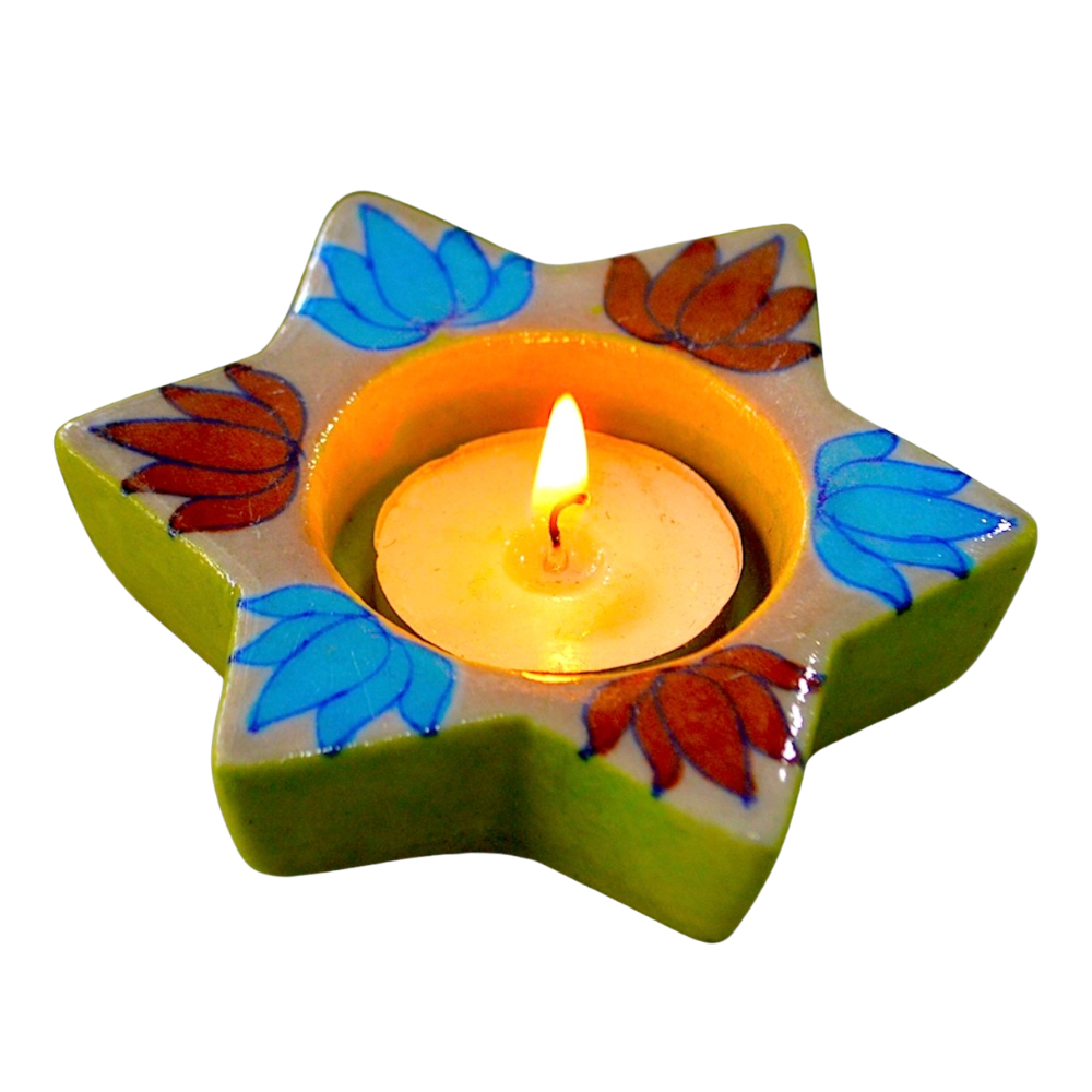 Jaipur Blue Pottery Tea Light Stand