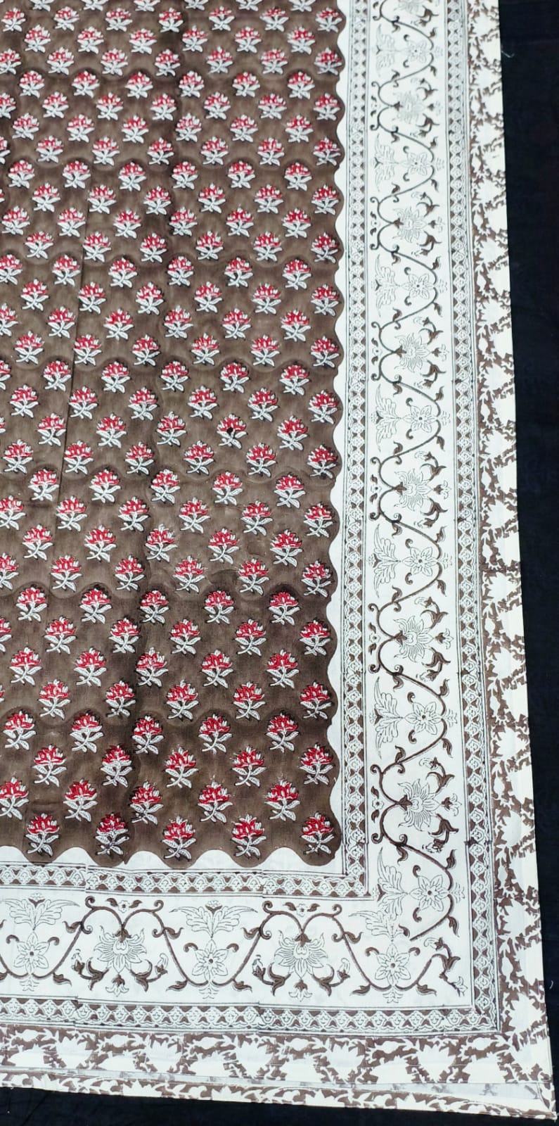Hand block 100% cotton bedsheet brown