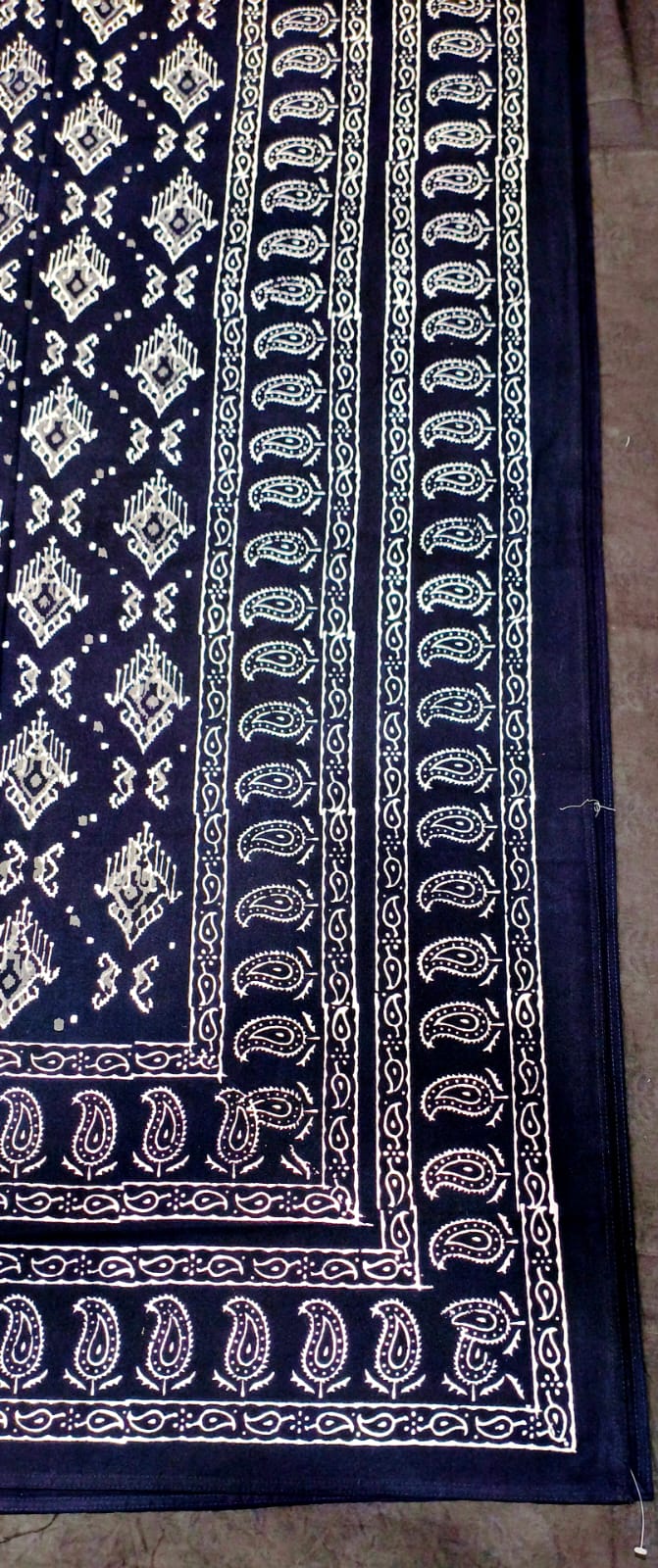 Hand block 100% cotton bedsheet dark blue
