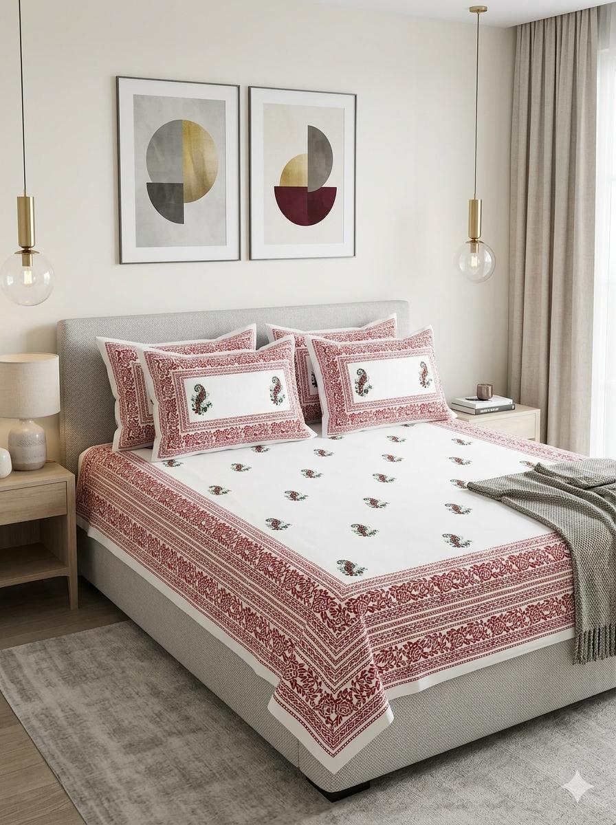 Hand block 100% cotton bed sheet