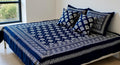 Hand block 100% cotton bedsheet dark blue